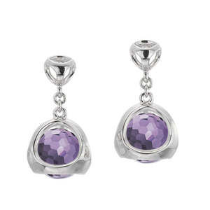 Di Modolo Purple Quartz Drop Earrings Rhodium Plated Sterling Silver MSRP 250
